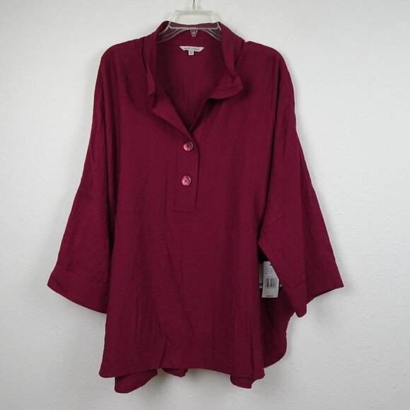 John Mark Tunic Top Women's Plus Size 2X Red Wine Color Relaxed Fit - Picture 1 of 10